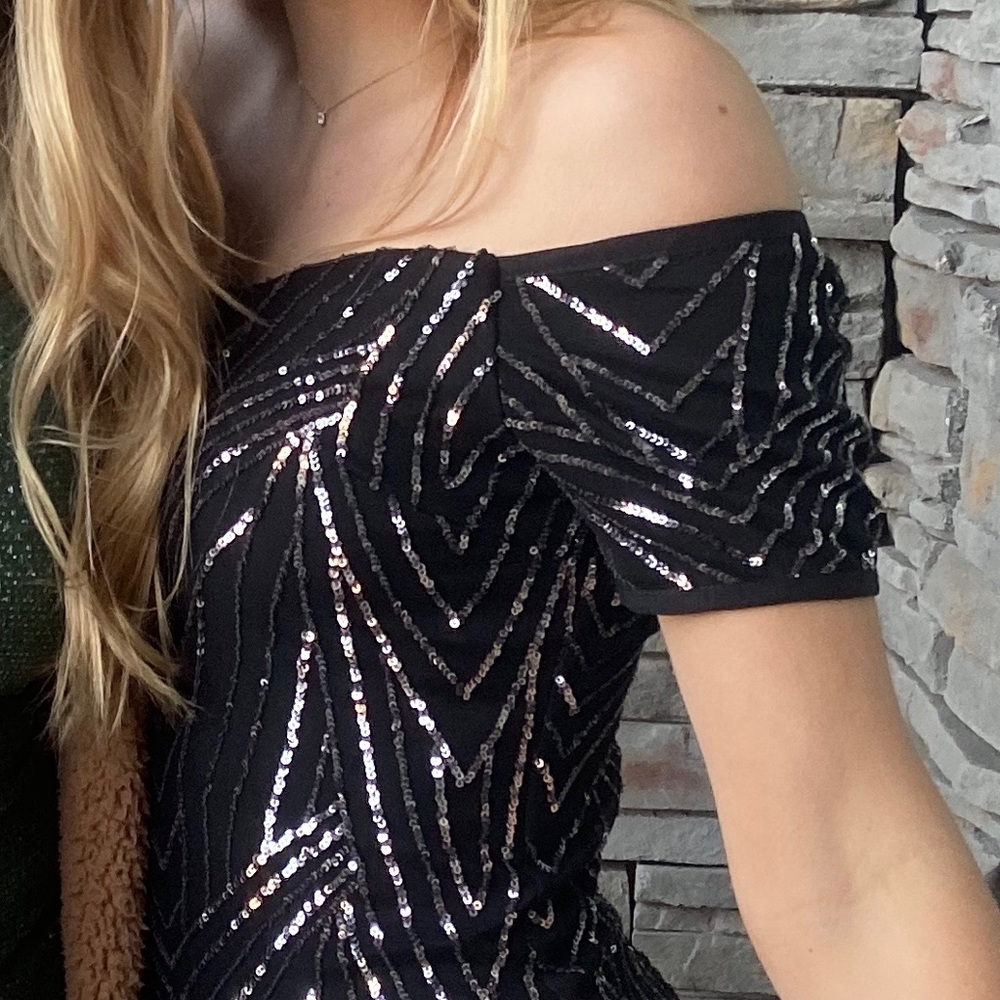 Sequin off the shoulder dress